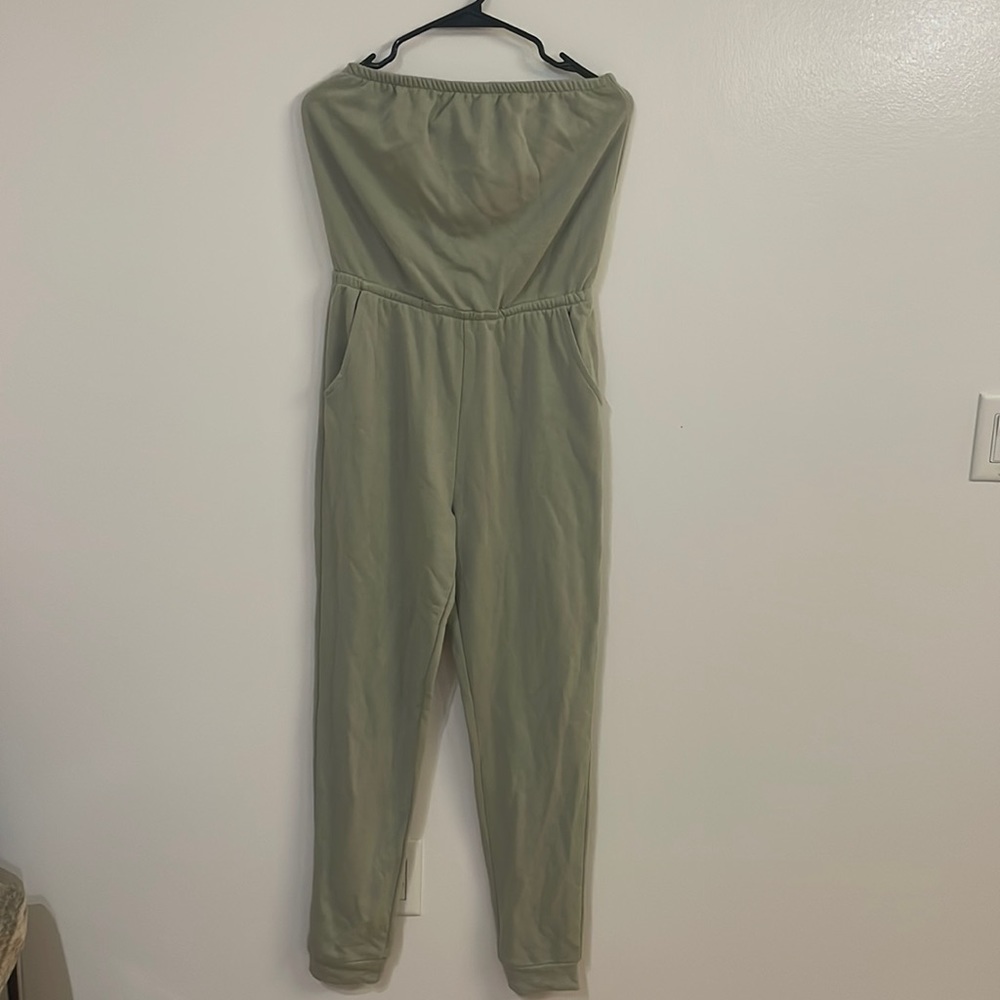 Forever 21 sweatshirt material strapless jumpsuit